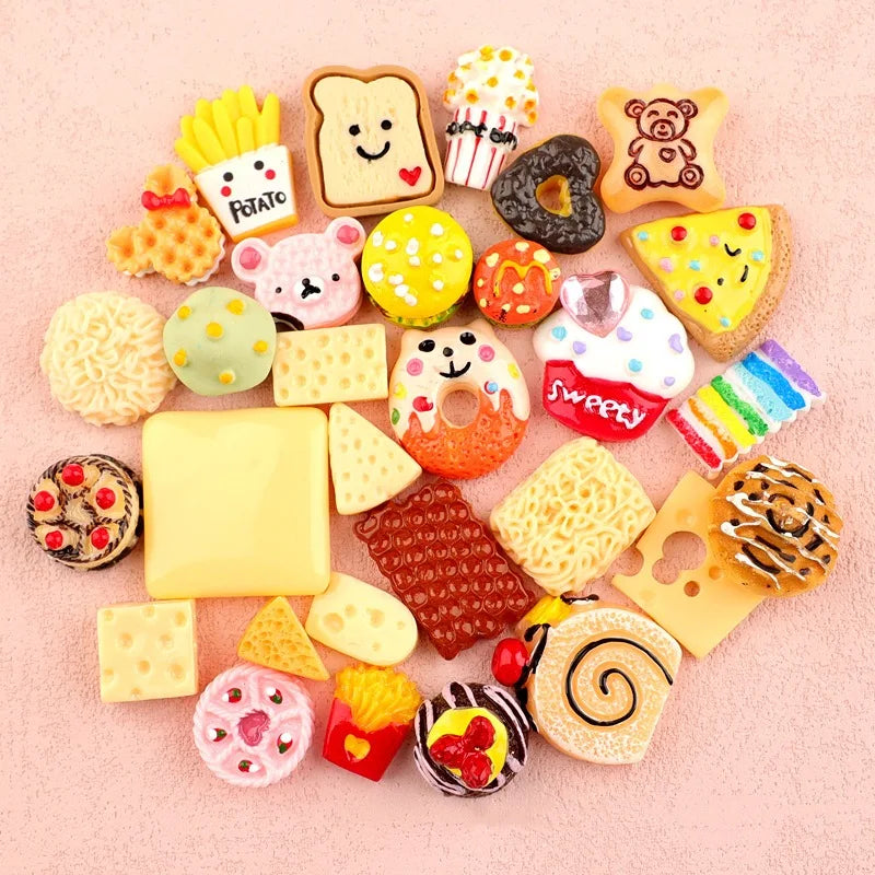 20pcs Candy Sweets Resin Flatback Slime Flat Cabochons Beads Embellishment For DIY Jewelry Findings Accessories Making Supplies