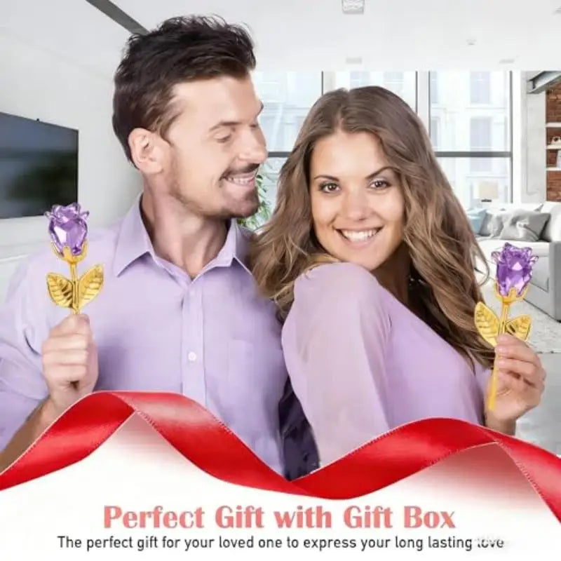 1/2Pcs Eternal Crystal Glass Rose - Valentine's Day Wedding Gift for Girlfriend Wife Artificial Flower Without Box