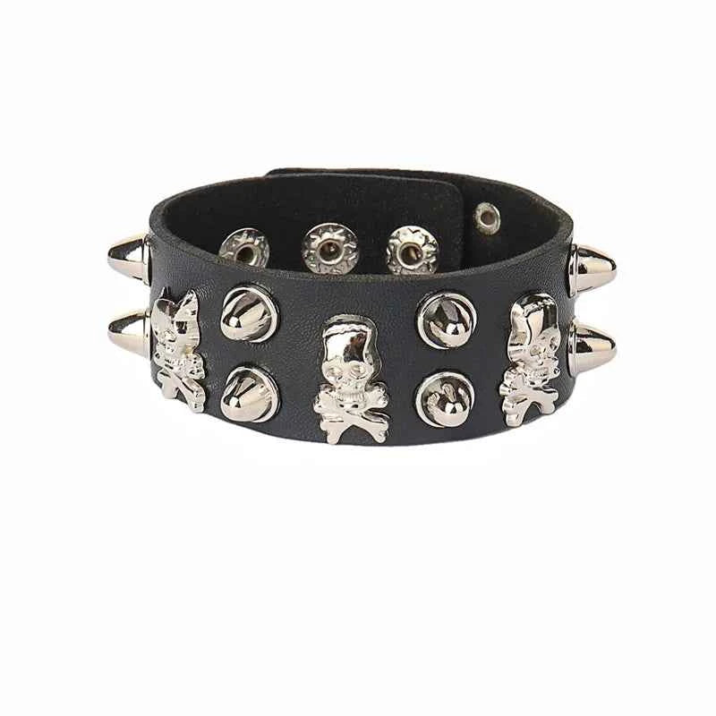 Punk Bracelets PU Leather Studded Bracelet Adjustable Goth Cuff Bracelet Gothic Rivet Buckle Wristband for Men Women Emo Jewelry
