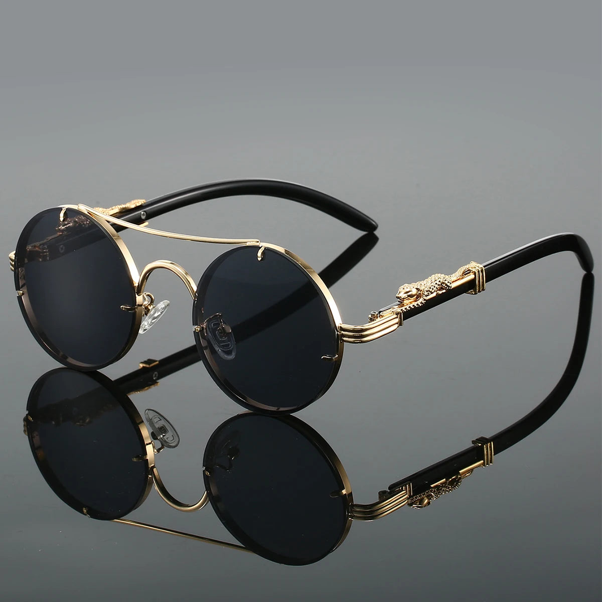 Vintage Round Double Bridge Sunglasses Retro Fashion Eyewear