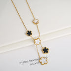Hot Sale Stainless Steel Laser Five Leaf Flower Petal Adjustable Clover Bracelet Classic for Woman Girl Brand Jewelry Party Gift