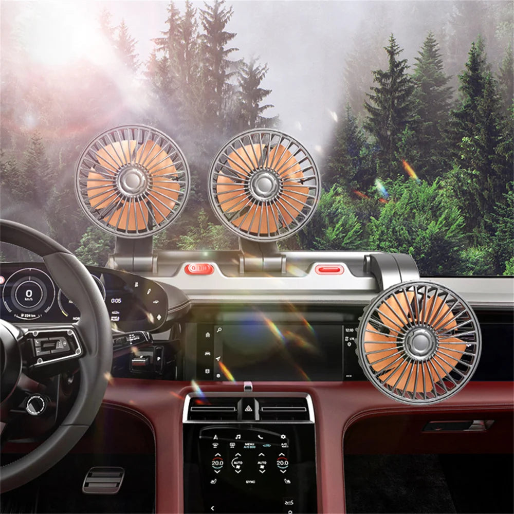12v Automotive fan Car Fan 24v 360° Adjustable 3 Head Air Fan Low Noise Multifunctional Temporary Parking Card Auto Vehicles fan