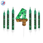 7Pcs Pixel Birthday Cake Candles Topper for Pixel Theme Party Anniversary Party Video Game Party Supplies for Boys Girls