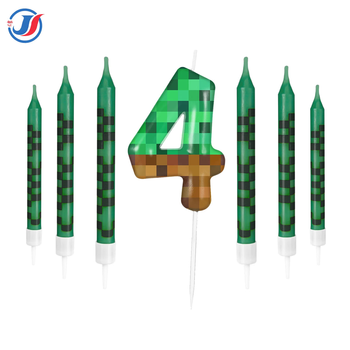 7Pcs Pixel Birthday Cake Candles Topper for Pixel Theme Party Anniversary Party Video Game Party Supplies for Boys Girls