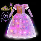 2026 Glowing Rapunzel Costume Girl LED Princess Ball Gown Christmas Light up Tangled Rapunzel Frock Toddler Girl Cosplay Dress