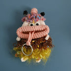 Funny Crochet Sausage Mouth Keychain Key Holder Pouch