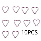 10PCS Carabiner Keychain Clip Heart-shaped Aluminum Small Carabiners Tactical Clips Outdoor Tools Water Bottle Keyring HWXGJ04