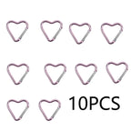 10PCS Heart Shaped Aluminum Carabiner Keychain Clips for Everyday Use