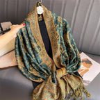 2025 new ethnic style retro shawl cashew flower geometric scarf cloak tassel scarf multi-color variety options available