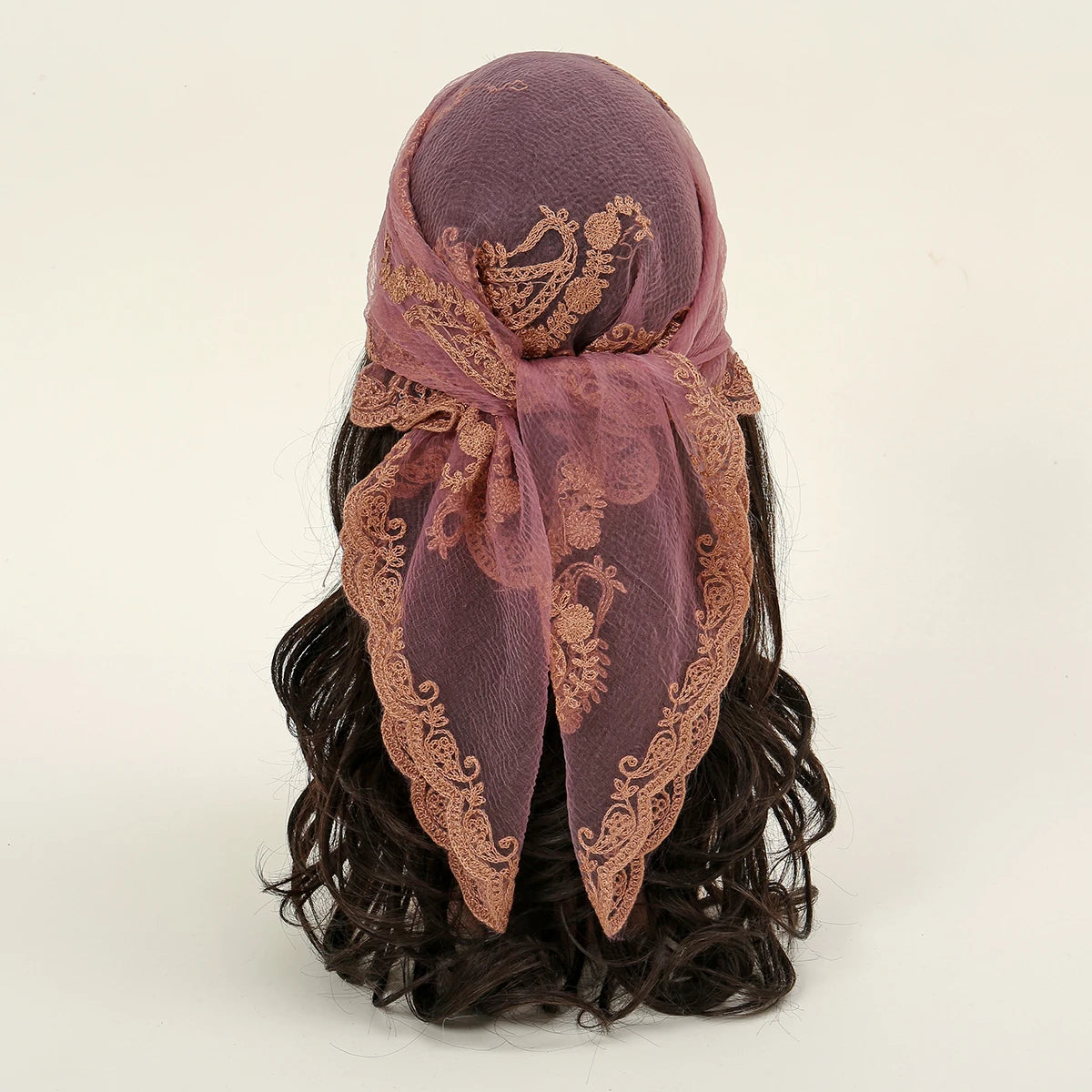 Lace Paisley Embroidery Bandana Square Scarf Elegant Breathable Silk Scarves Women Sunscreen Lightweight Shawl Headband