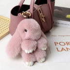 Fluffy Bunny Keychain - Plush Play Dead Rabbit Doll with Bow, Cute Animal Keychain Toy for Kids Girls, Soft Furry Gift