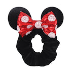 Cute Mouse Ears Velvet Scrunchies Hairband Women Elastic Ponytail Holder Girls Sequin Bow 2023 Kids Party DIY Hair Accessories