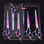 Pet Grooming Scissors Purple Dragon Japan Stainless Pink Curved Scissors For Dogs Dog Thinning Scissors Pet Chunker Shears Z3003