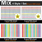 450-3000 Sheet Happy Face Stars Reward Sign Stickers Pack DIY Skateboard Suitcase Stationery Decals Decor Phone Laptop Gift Toys