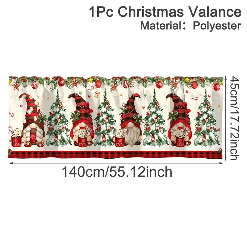 Christmas Short Curtains Valances Merry Christmas Decorations For Home 2026 Xmas Navidad Kitchen Bedroom Ornaments New Year 2027