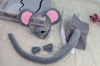 Mouse Costume Set Ears Headband Nose Tail and Bow Tie Animal Fancy Dress Kit Party Accessories Halloween Birthday