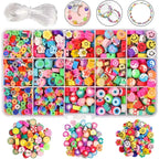 15-28Grids Polymer Clay Beads Set Letter Imitation Pearl Beads Kit Soft Pottery Beads Gift Box for DIY Craft Jewelry Making