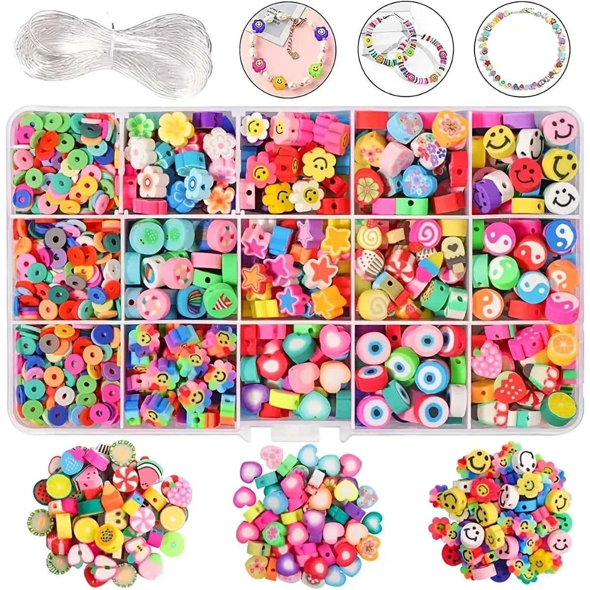 15-28Grids Polymer Clay Beads Set Letter Imitation Pearl Beads Kit Soft Pottery Beads Gift Box for DIY Craft Jewelry Making