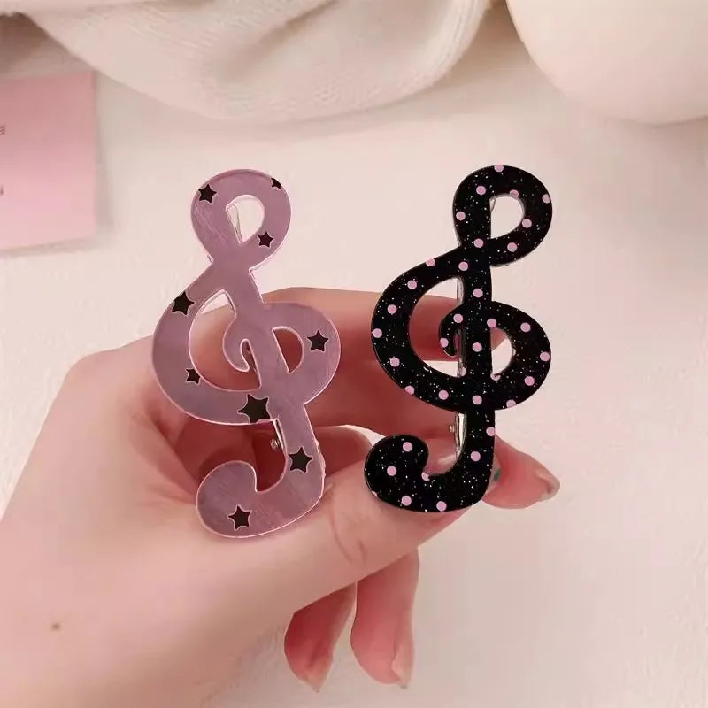 5pcs Polka Dot Stripe Music Note Barrettes Korean Ins Sweet Hairpins Creative Anti Slip Hair Clips Hair Accessories for Girls