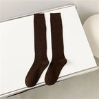 Women’s Solid Color Knee High Socks Long Fashion Casual Preppy Style Stockings Female School Kawaii Cotton Comfy Trendy Socks