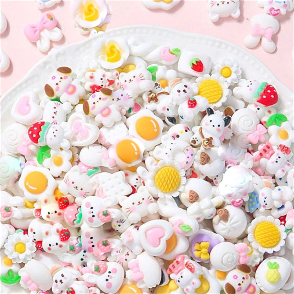 20pcs Candy Sweets Resin Flatback Slime Flat Cabochons Beads Embellishment For DIY Jewelry Findings Accessories Making Supplies