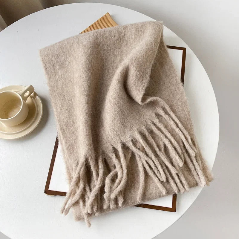 Pink Scarf Lady Autumn Winter Solid Simple Muffler Women Men Wool Blend Versatile Multi-color Soft Thermal Shawl Female Male