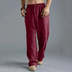 Men's Lightweight Long Pants Summer Solid Color Breathable Loose Trousers Male Elastic Waist Casual Pants Harajuku Trousers