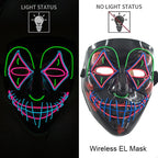 Wireless Neon LED Purge Mask – Glowing Halloween Cosplay Mask