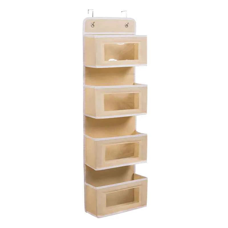1pc Four-layer Storage Bag Door Hanging Fabric Organizer Bag For Sundries Items Underwear Socks