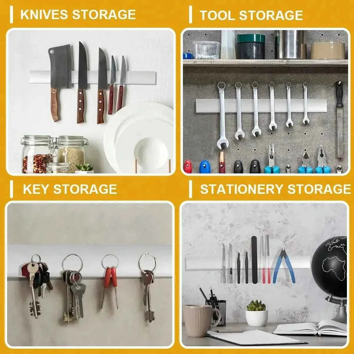 Magnetic Knife Holder – Stainless Steel Wall-Mounted Kitchen Organizer