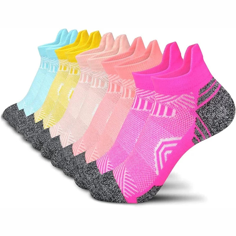 5 Pairs Performance Athletic Ankle Socks for Men and Women Ankle Support Low Cut Soft Tab Marathon Running Compression Socks
