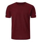 2/4/6-Pcs Four Seasons Men's Solid Color Round Neck Short Sleeve Top With Printed Cuffs Youth Sports And Leisure Fashion T-Shirt