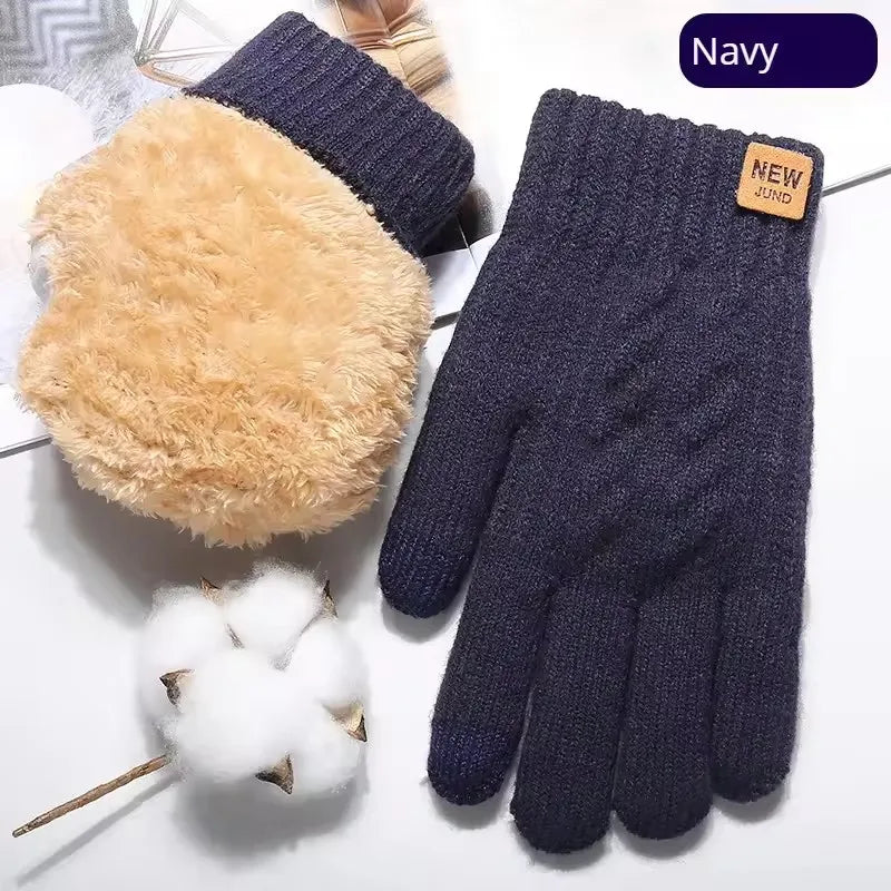Fashion Black Woven Velvet Touch Screen Gloves Warm Winter Typing Gloves Sensitive Touch for Men Women Daily Outdoor Use