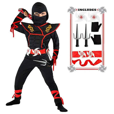 Ninja Costume Boy Halloween Kids Costume Boy Ninja Muscle Costume with Ninja Foam Accessories Best Children Gift