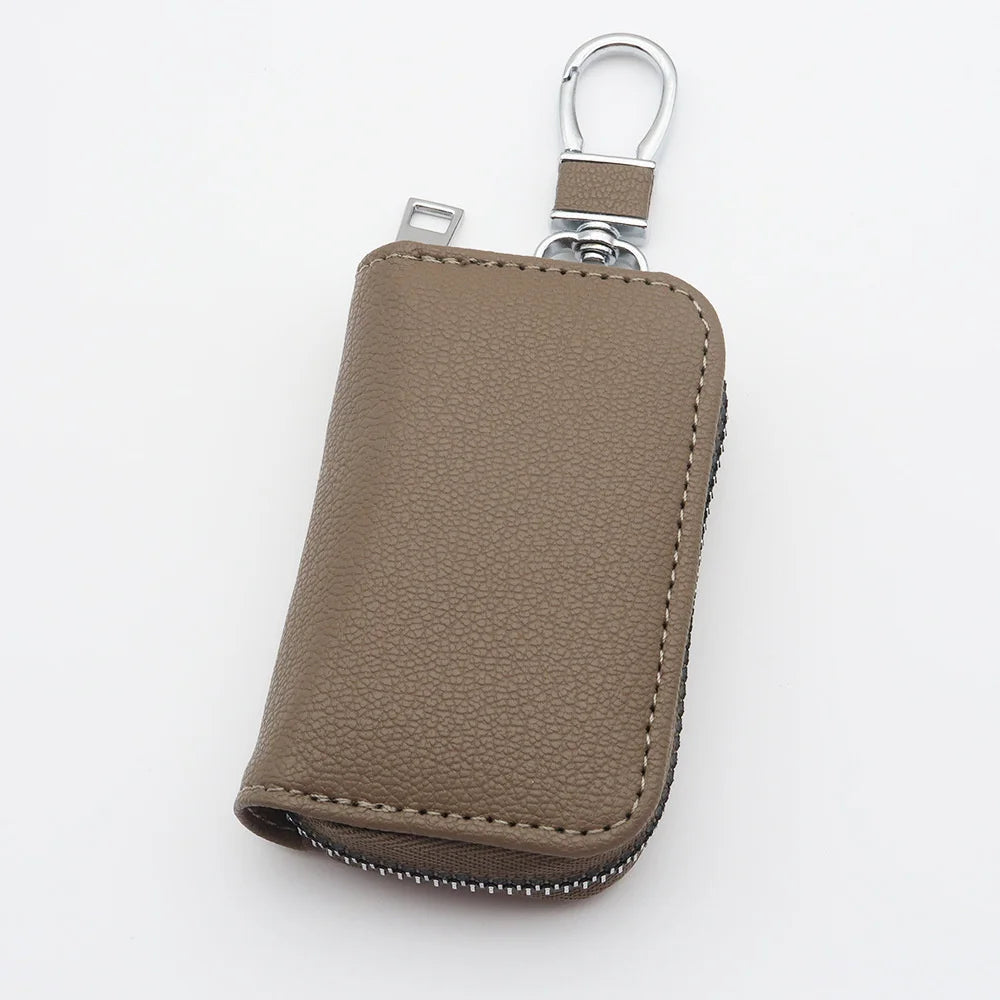 Men Key Holder Housekeeper PU Leather Car Key Wallet Keys Organizer Women Keychain Cover Zipper Key Case Bag Unisex Pouch Purse