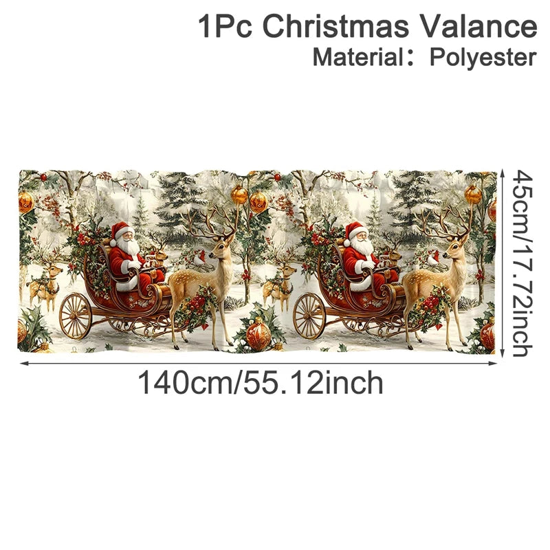 Christmas Short Curtains Valances Merry Christmas Decorations For Home 2026 Xmas Navidad Kitchen Bedroom Ornaments New Year 2027