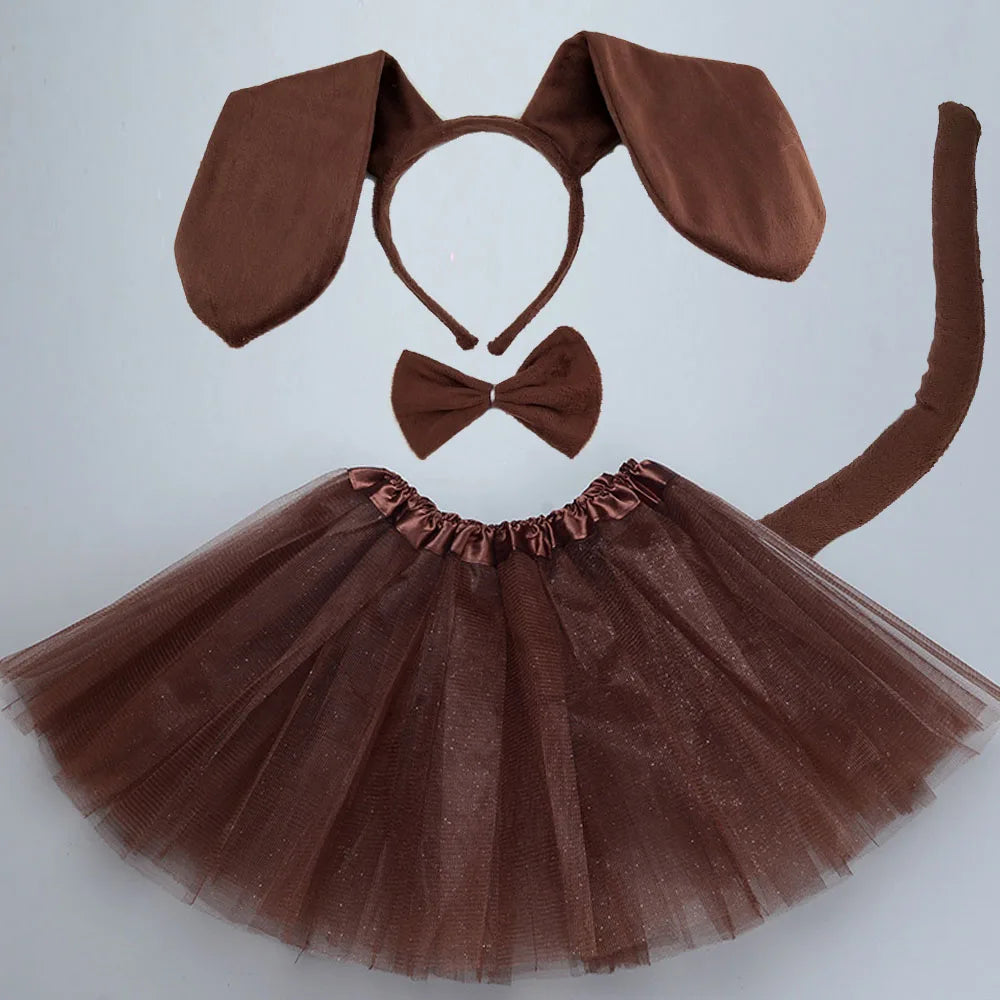 Animals  Children  Headband Tutu Skirt Tail Bow Kids  Girl Party Props Elephant Tiger Fox     Halloween Costume Cosplay