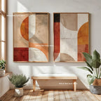 2pcs/set Japanese Retro Wabisabi Mountain Abstract Canvas Printing Abstract Green Sunset Flying Crane Wall Art Poster Home Decor