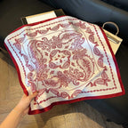 Elegant Nordic Style All Seasons Scarf Faux Silk Large Square Shawl Simple Chic Decorative Wrap For Teens