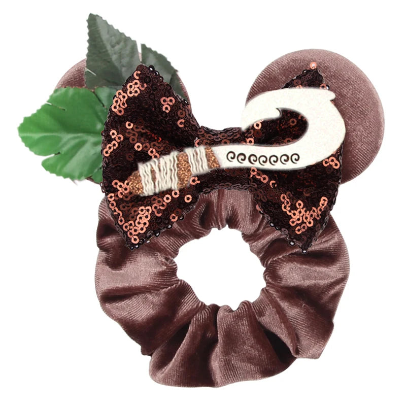 Cute Mouse Ears Velvet Scrunchies Hairband Women Elastic Ponytail Holder Girls Sequin Bow 2023 Kids Party DIY Hair Accessories