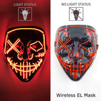 Wireless Neon LED Purge Mask – Glowing Halloween Cosplay Mask
