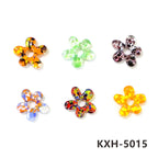 6pcs Irregular Shape Cute Mini Glass Flower Ornament Christmas Wedding Party Decor Supplies DIY Girl Jewelry Pendant Accessories