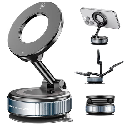 Car Phone Magnetic Stand Mechanical Vacuum Suction Cup Rotate 360° Magnetic Adsorption Bracket Navigation Universal Holder