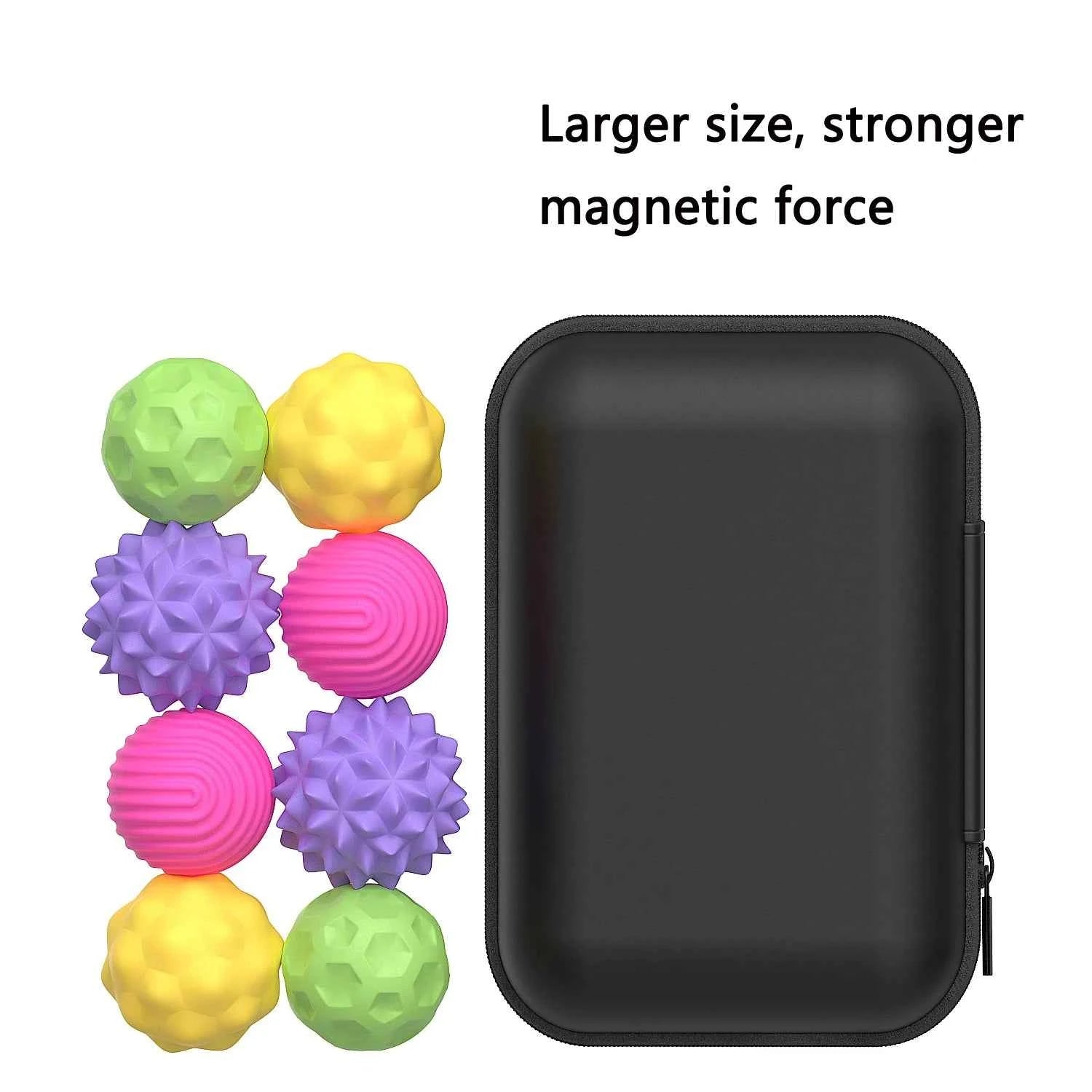 New Stress-Relief Magnetic Ball Toy Durable Rubber Fidget Spinner Toy Multicolor Novelty Relax Gadget for Adults and Youngsters