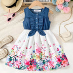 Children Baby Girls Lace Up Sling Summer Dress Princess Sleeveless Suspenders Dresses For 1-10 Years Cool Ventilated Kid Clothes