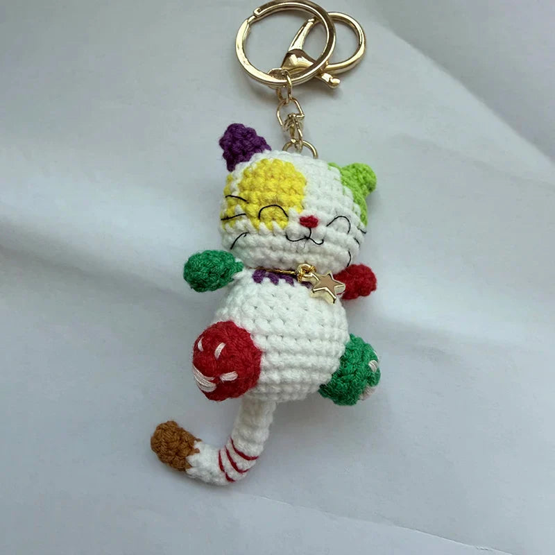 Cute Crochet Kitten Keychain Smiling Cat Bag Charm