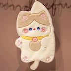 Cute Cat Hand Towel Quick Drying Kitchen Cleaning Rag Coral Velvet Cartoon Animal Absorbent Bathroom Hanging Towel Home Supplies