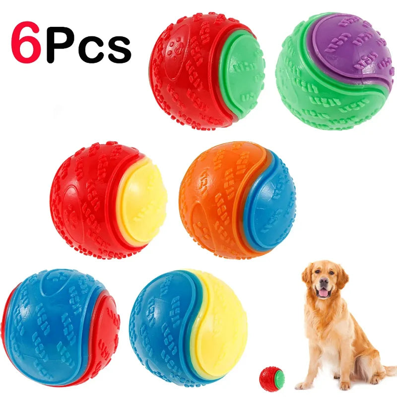 6Pcs Squeaky Dog Balls – Interactive Chew Toys for Dogs