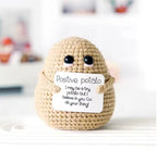 New Positive Energy Potato Hug Pocket Mini Handmade Plush Wool Knitting Doll with Card Funny Christams Gift Home Room Decoration