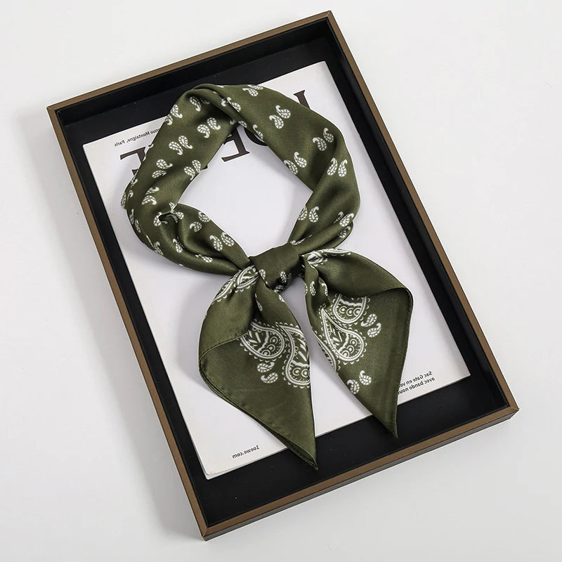 2024 Luxury Square Silk Scarf for Women Hijab Hair Bands Neckerchief Female Satin Shawl Ribbon Headband Fashion Wraps Bandana